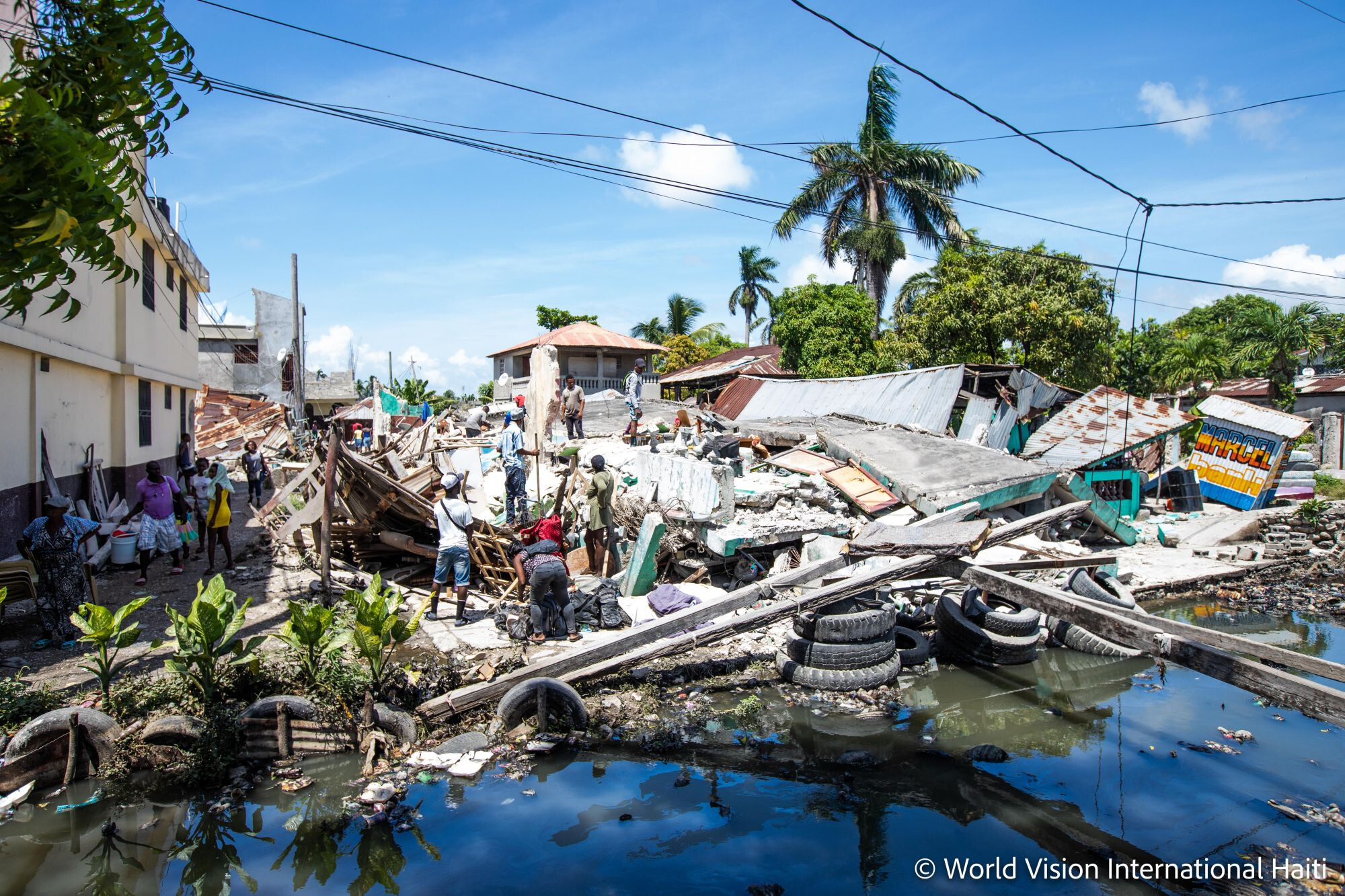 Nach dem Erdbeben auf Haiti im August 2021 sind viele Häuser zerstört.