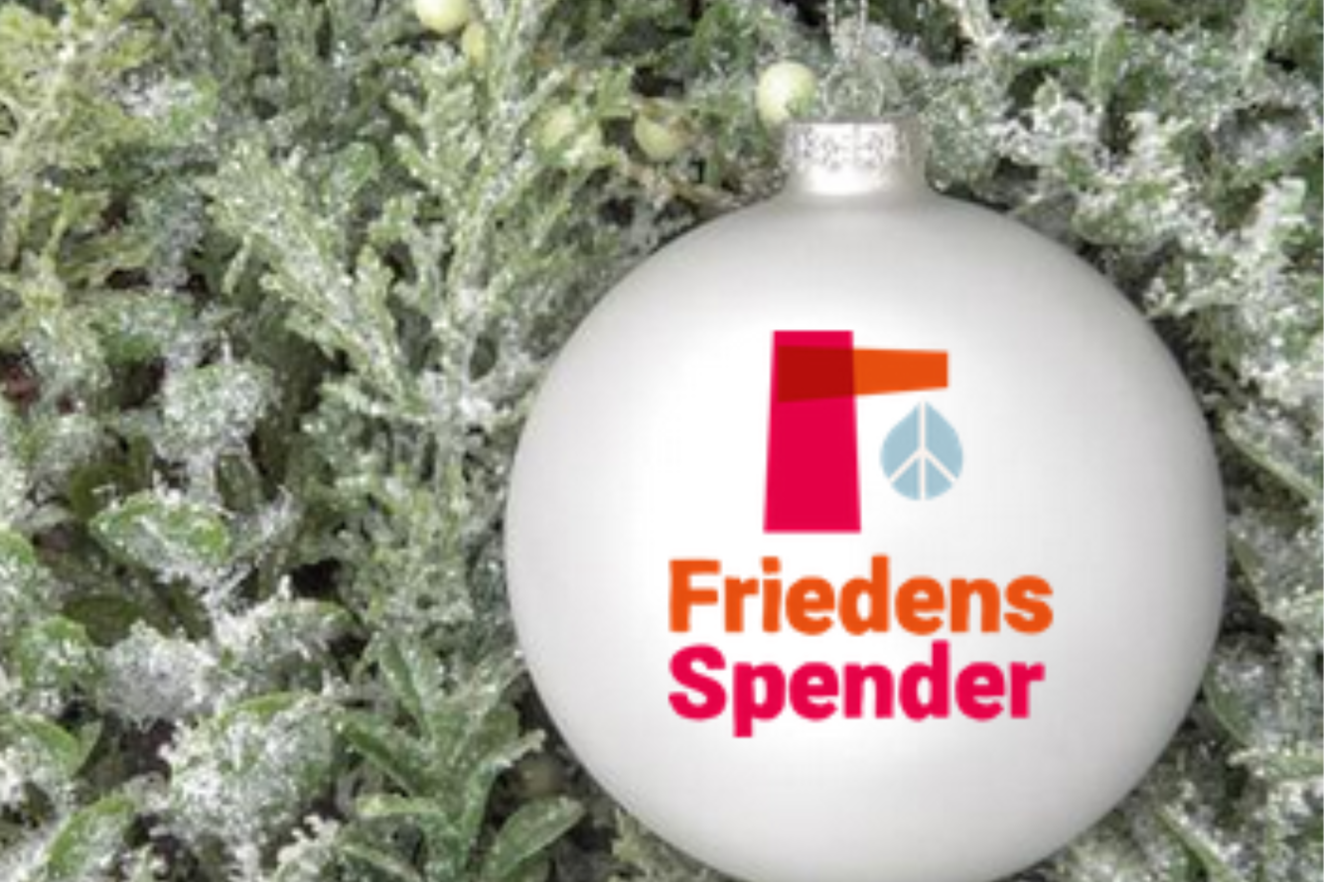 Weihnachtskugel mit dem Logo vom FriedensSpender